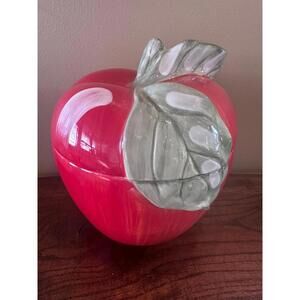 Vintage Large Home Brand Red Apple Ceramic Cookie Jar 11”